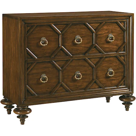 Two-Drawer Morocco Hall Chest with Link-Octagonal Design & Solid Brass Hardware
